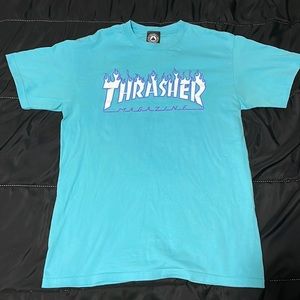 Turquoise Thrasher Flame Logo T-shirt